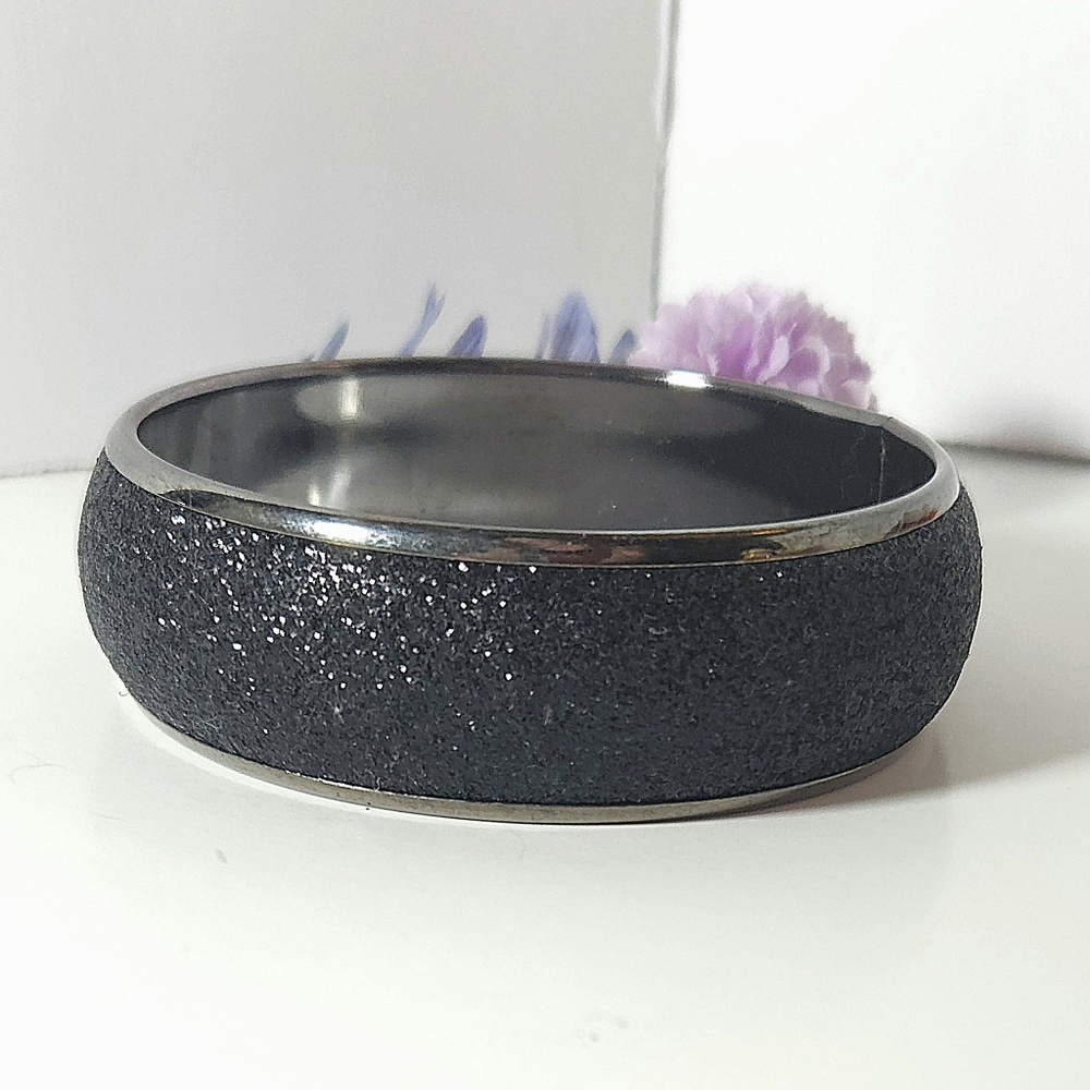 Black Glitter Bangle Bracelet